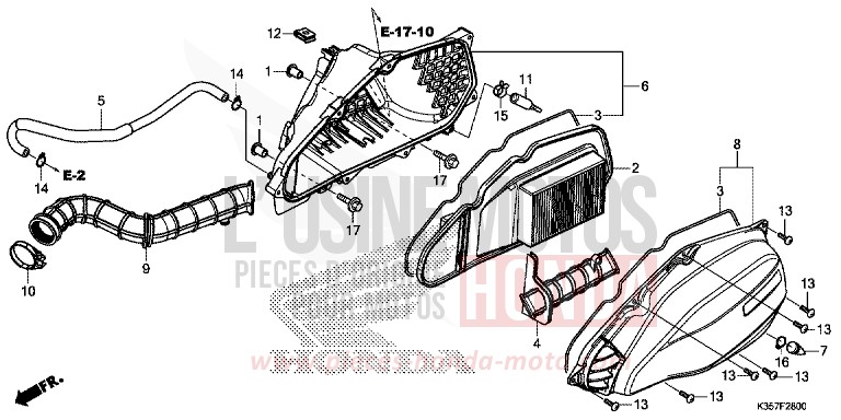 AIR CLEANER for PCX 125 PEARL SIENA RED (R320) from 2017